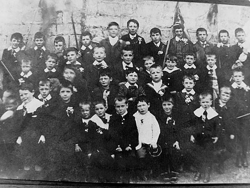 Schoolboys in playground